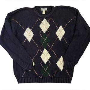 Harbour Classics Men’s Vintage Argyle Sweater Navy Size L